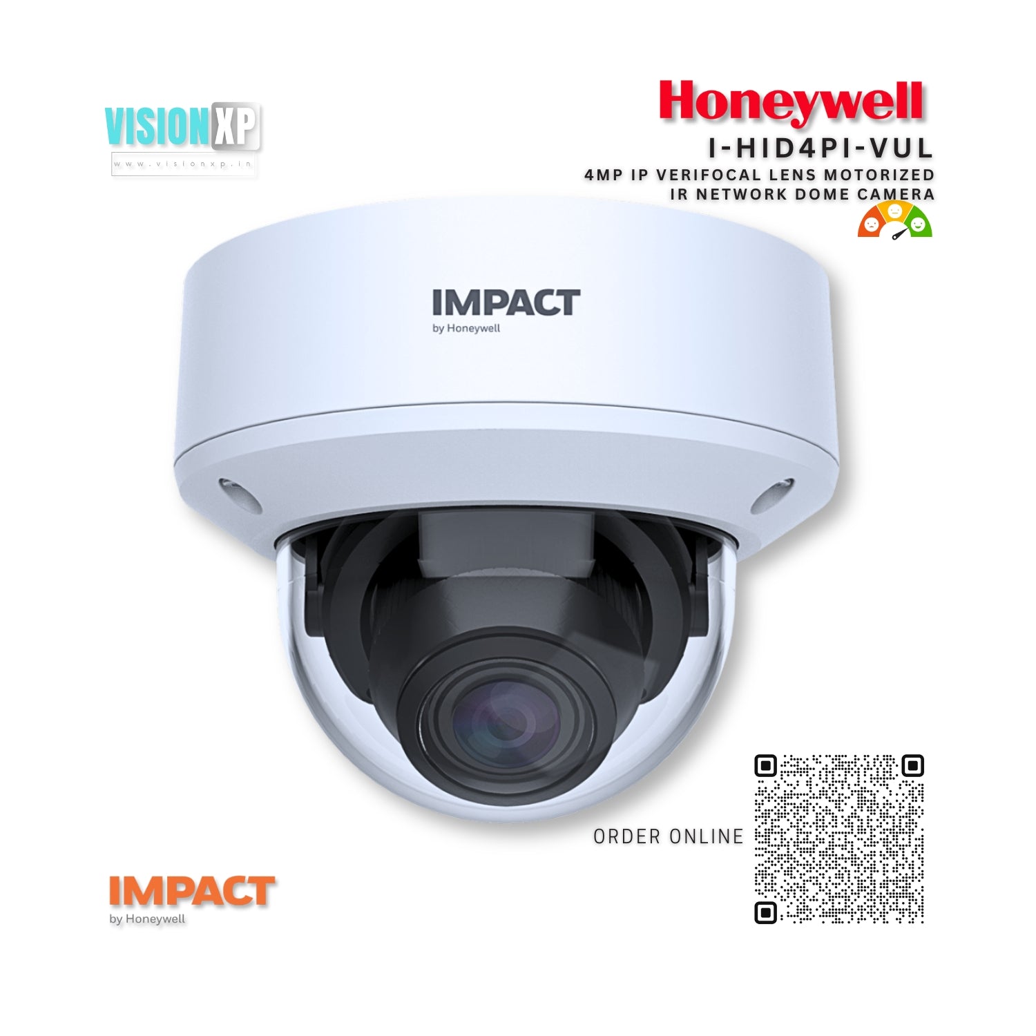 Honeywell Impact I-HID4PI-VUL 4MP IP Verifocal Lens Motorized IR Network Dome Camera Honeywell Impact I-HID4PI-VUL 4MP IP Verifocal Lens Motorized IR Network Dome Camera